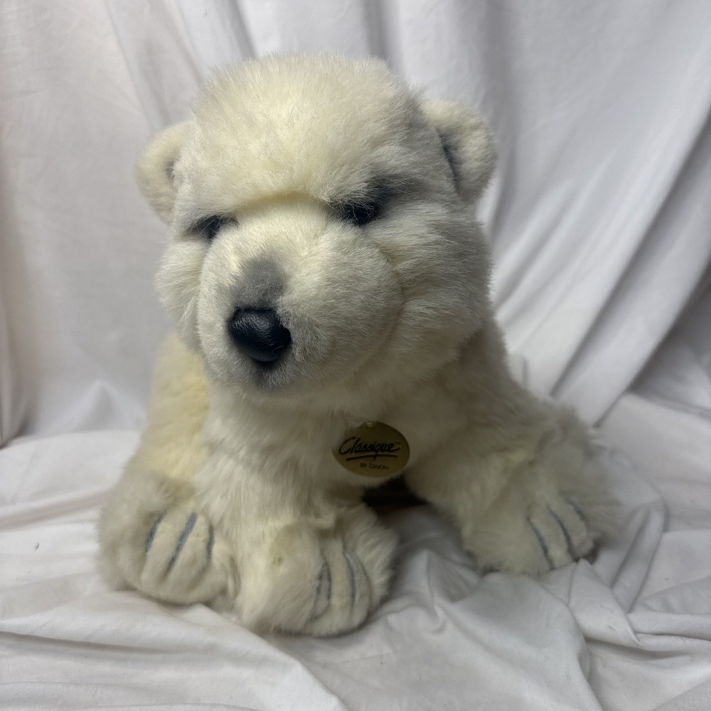 Vtg 80's Classique by Dakin Polar Bear Cub Large Plush 1989 Snow Stuffed Toy BIG